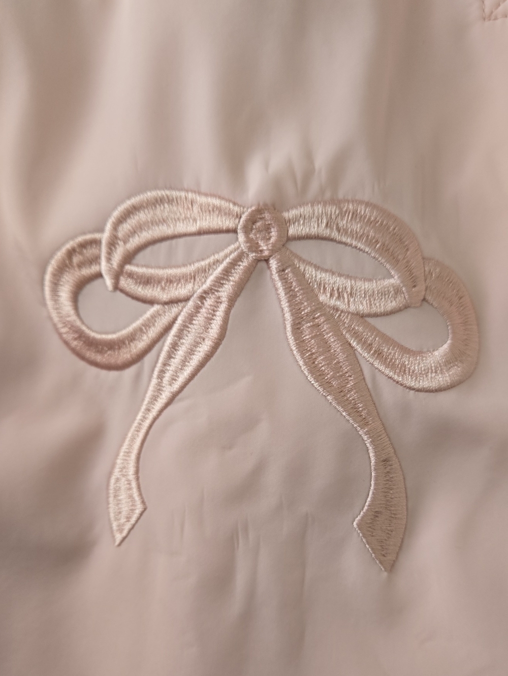 Durable Bow-Embroidered Ruffle Tote In Soft PInk, NWOT - Picture 12 of 14